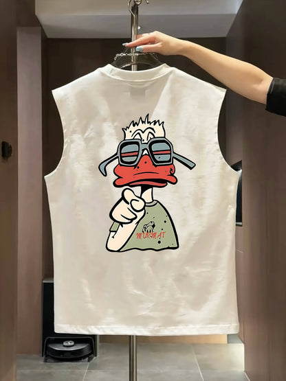 Herren Streetwear Tanktop mit Comic-Enten-Motiv – Ärmelloses Urban Fashion Shirt