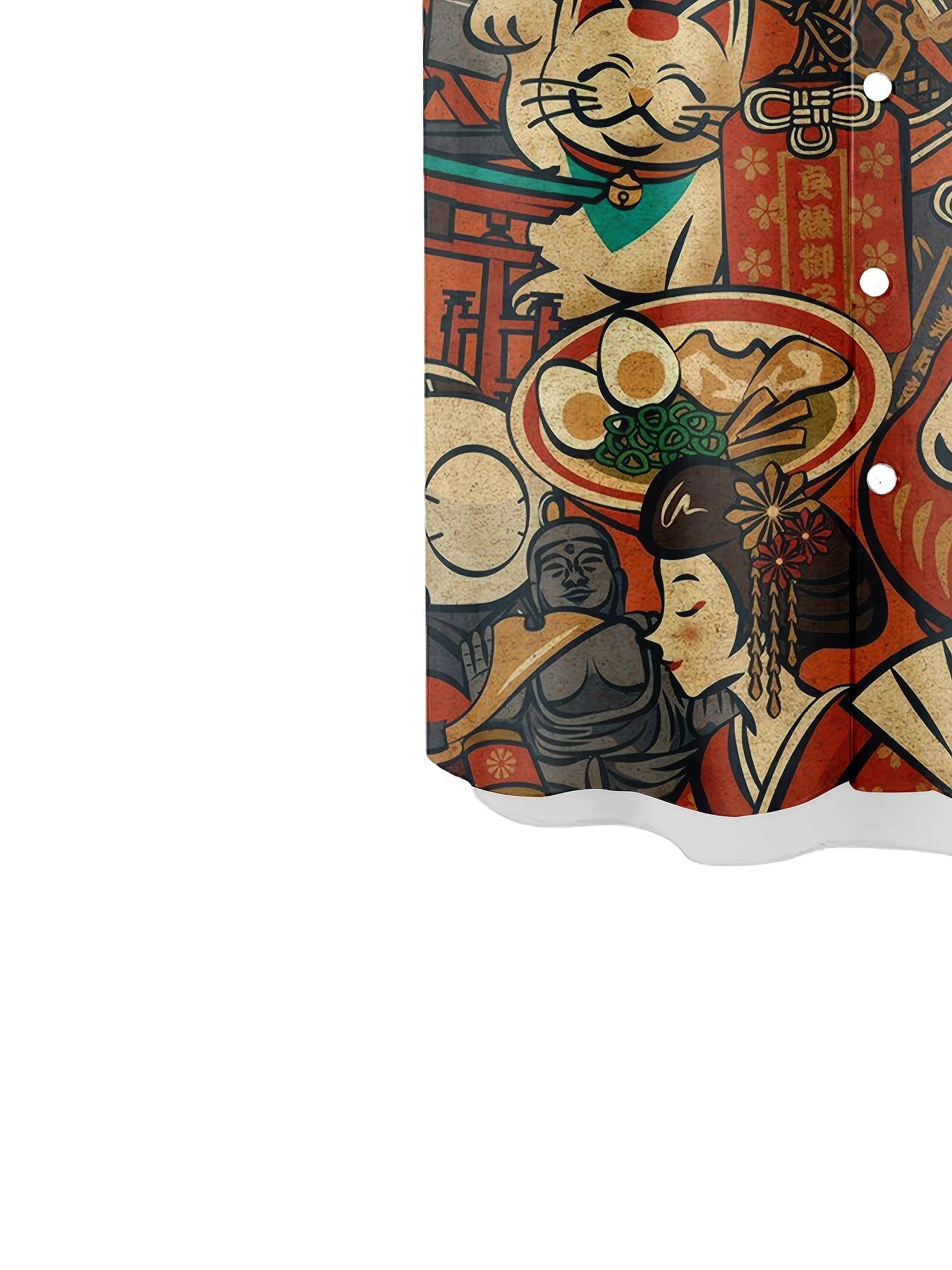 Herren Kurzarm Hemd mit Japanischem Grafik-Print – Künstlerisches Freizeithemd für Sommer & Alltag