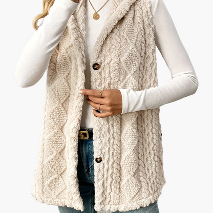 Gilet en maille élégant pour femme avec capuche et boutons – Parfait pour les loisirs et le quotidien
