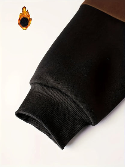 Herren Hoodie Color-Block Schwarz Weiß Braun mit Kapuze