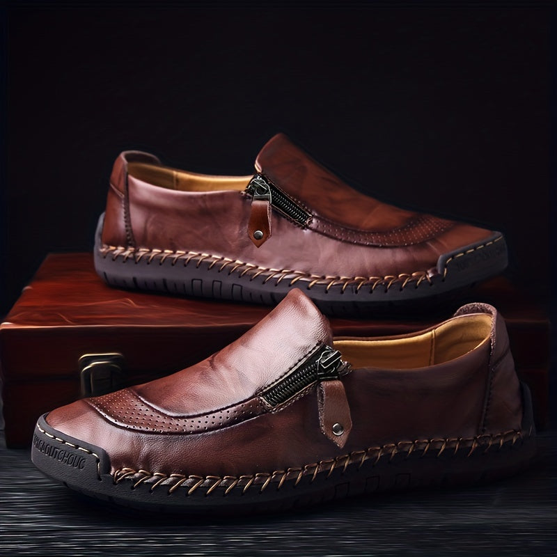 Heren mocassin-slippers vintage met rits – comfortabele vrijetijdsschoenen voor dagelijks gebruik en feestjes