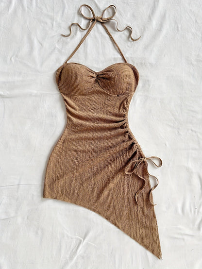 Vestido bodycon de mujer con escote corazón y dobladillo asimétrico – Perfecto para fiestas de verano y conjuntos de vacaciones