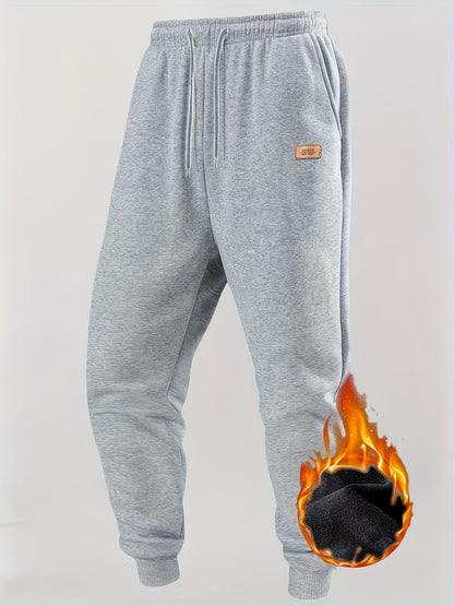 Herren Warme Jogginghose mit Fleecefutter, Kordelzug, Schwarz