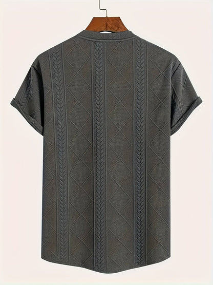 Herren T-Shirt im Strick-Look mit Rundhalsausschnitt, Casual Style, Sommer