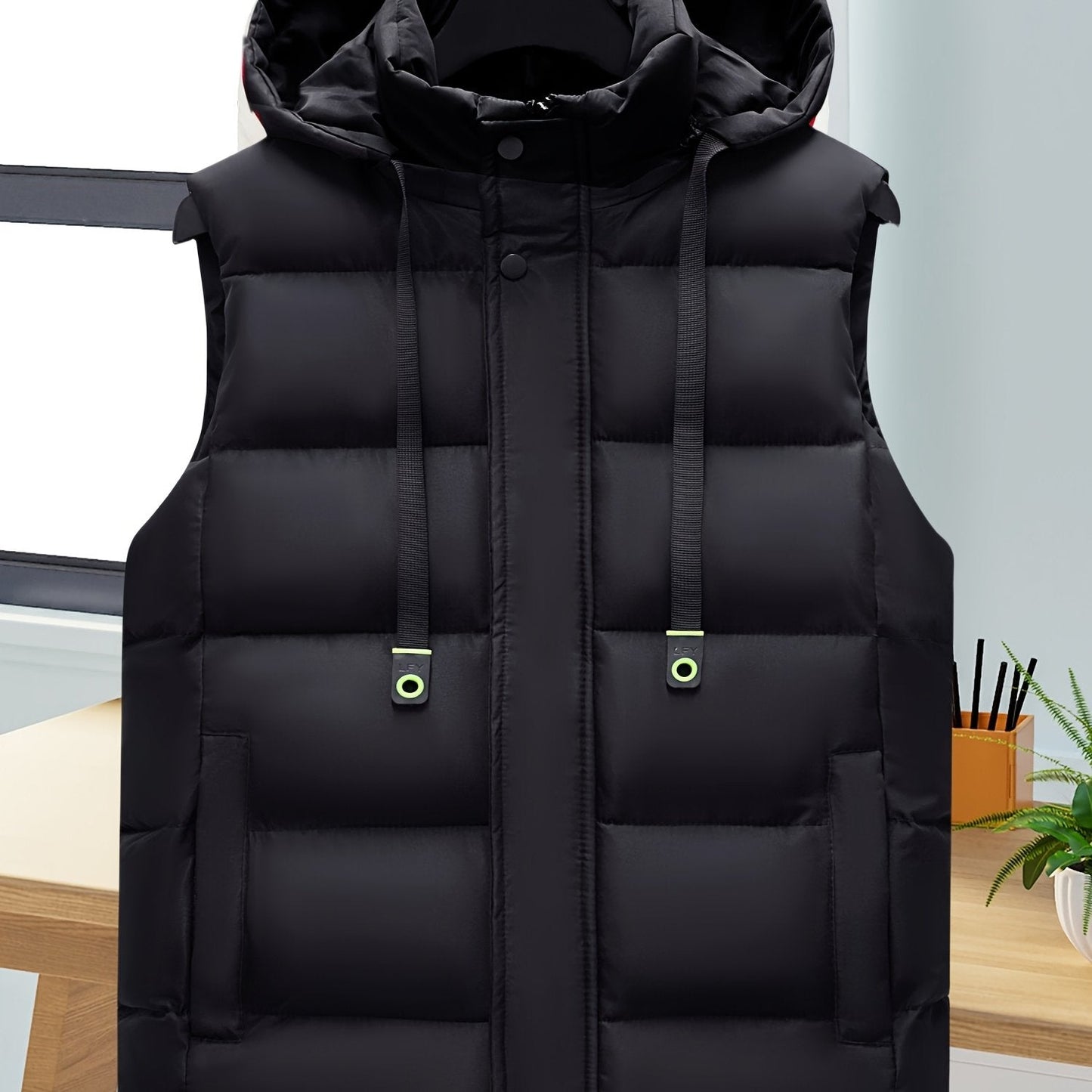 Unisex-vatteret vest med hætte | Polstret vest