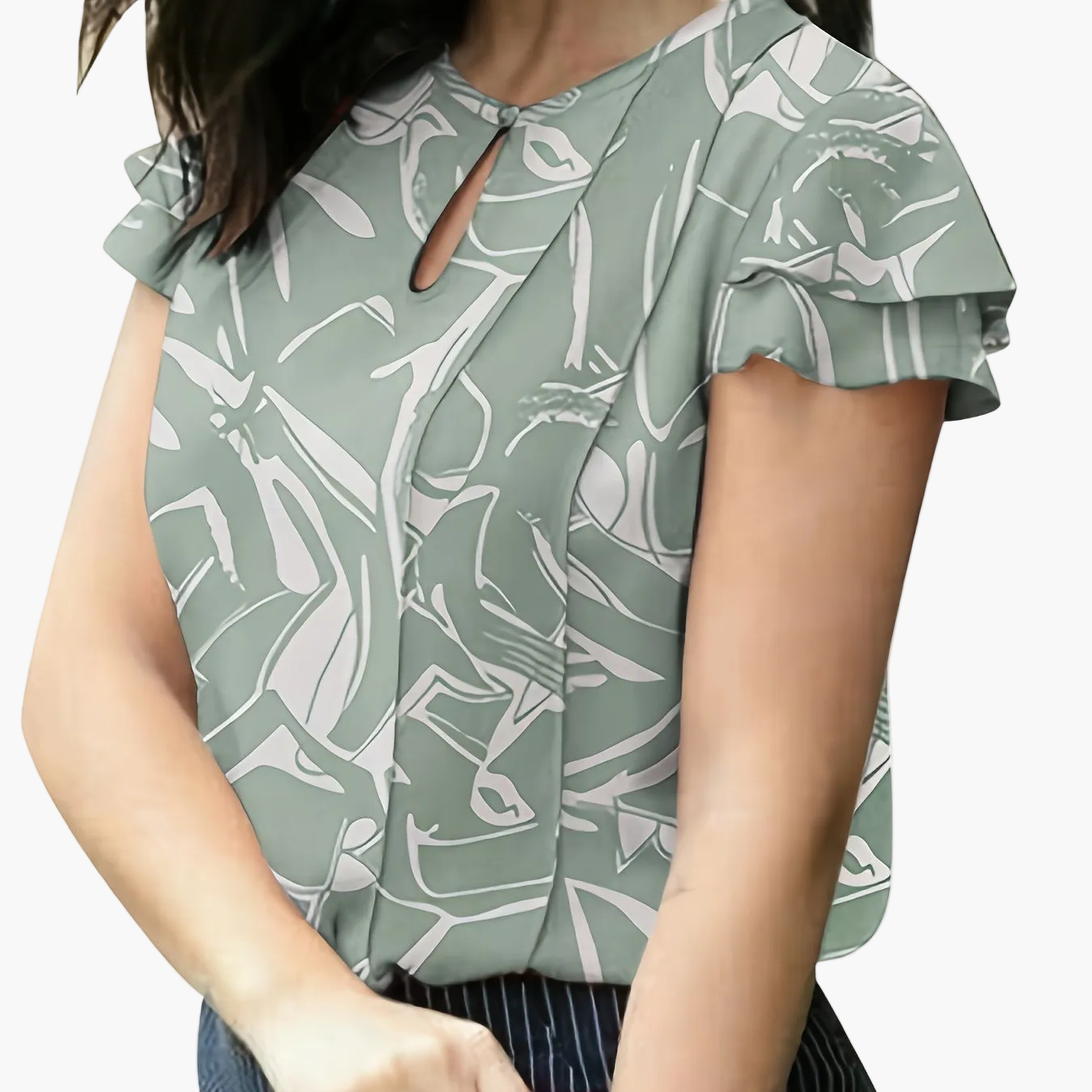Dames elegante blouse met ruches voor kantoor en vrije tijd – korte mouwen, modern, ideaal om uit te gaan