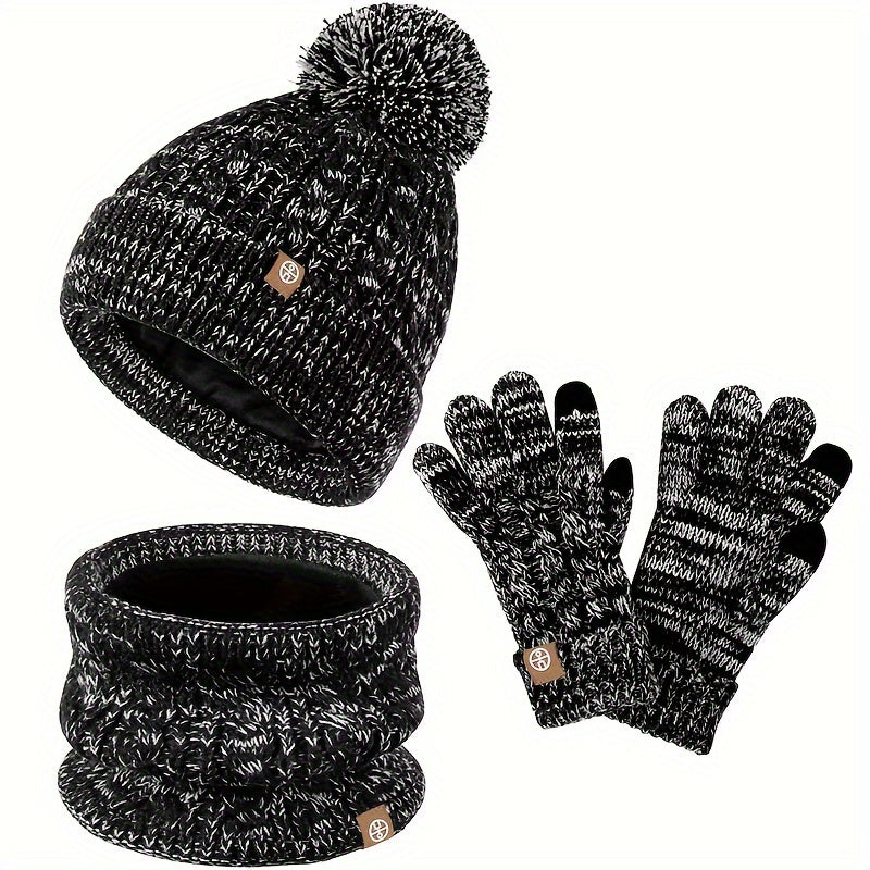 Driedelige winterset voor dames met muts, sjaal en handschoenen