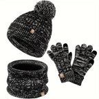 Driedelige winterset voor dames met muts, sjaal en handschoenen