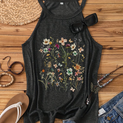 Débardeur femme à motif floral dans un style estival décontracté – Idéal pour les loisirs et les vacances