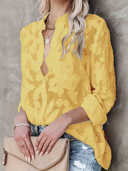 Damen Bluse mit floraler Struktur und modernem Schnitt – Eleganter Freizeit- und Alltagslook