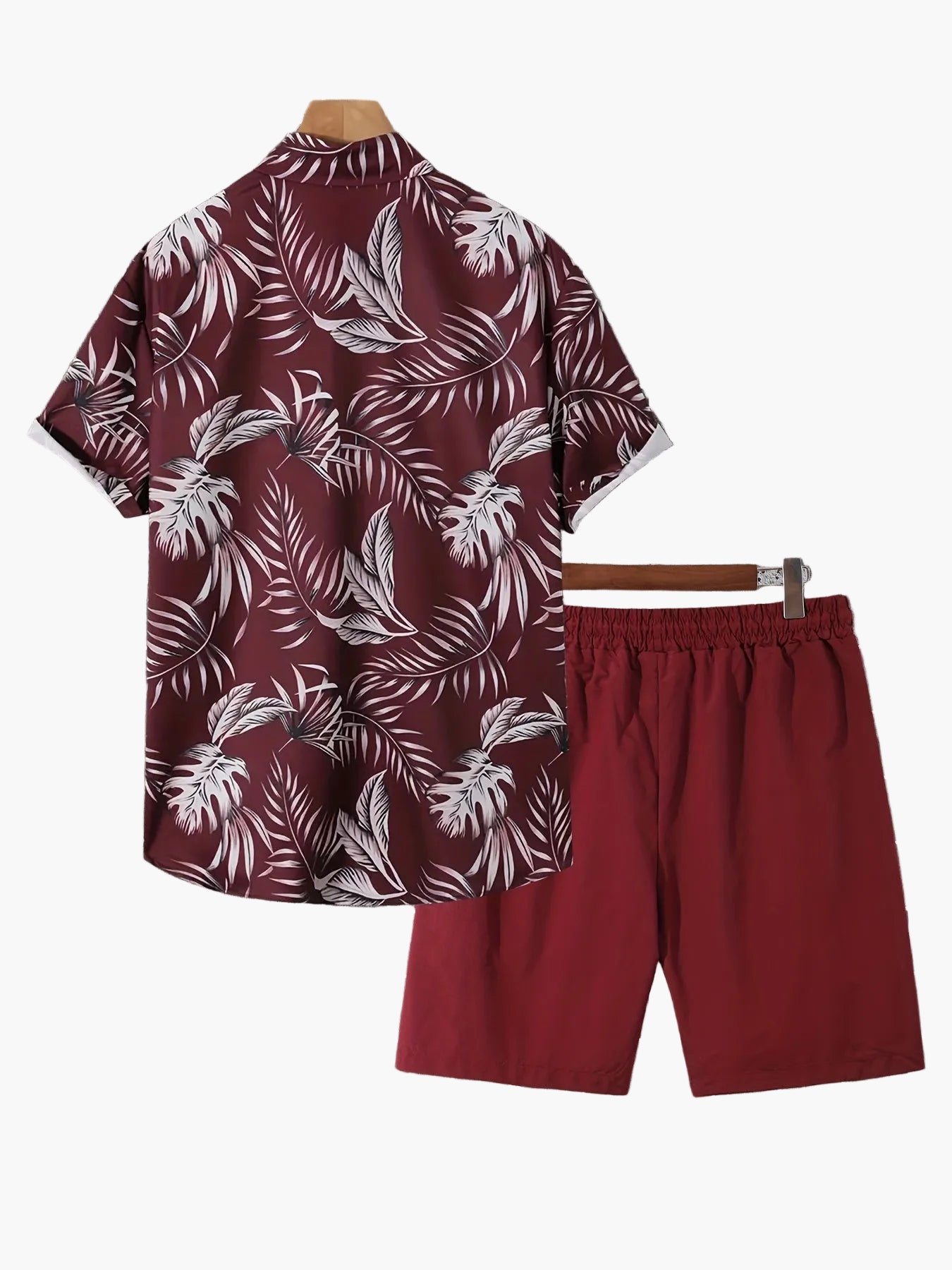 Set estivo da uomo casual – Camicia a maniche corte con motivo palme e pantaloncini, ideale per vacanze e spiaggia