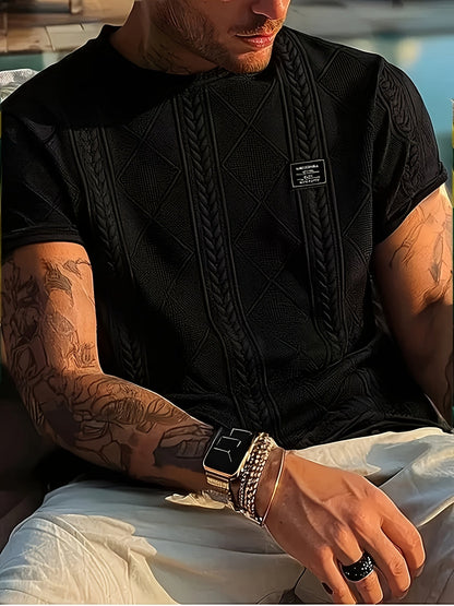 Herren T-Shirt im Strick-Look mit Rundhalsausschnitt, Casual Style, Sommer