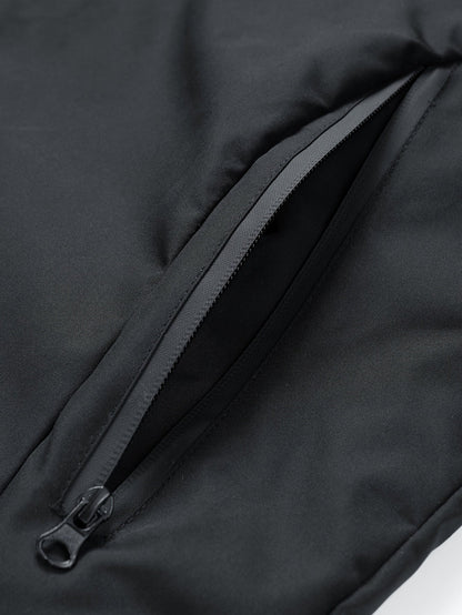 Schwarze Jacke mit Kapuze und rotem Drachen-Stickerei