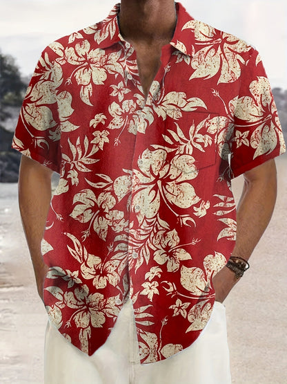 Herren Vintage Hawaiihemd mit floraler Allover-Print – Perfekt für Sommer und Urlaub