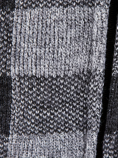 Herren Kapuzenstrickjacke kariert gefüttert Reißverschluss