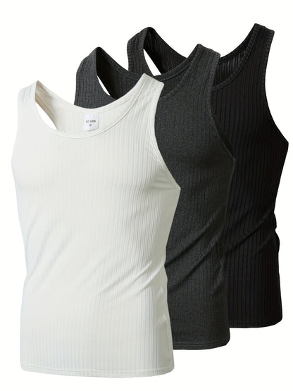 Męski zestaw sportowych tank topów – bezrękawniki treningowe na fitness i na co dzień, 3 sztuki