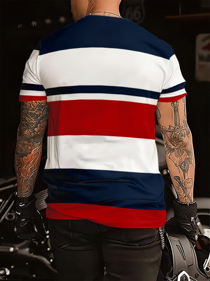 Herren Freizeit T-Shirt mit Streifen und modernem Print – Perfekt für Alltag und sportliche Aktivitäten