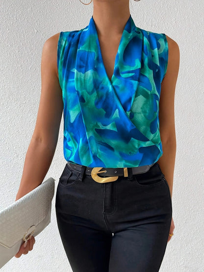 Damen Wickelbluse ohne Ärmel für Business und Freizeit – Elegantes, Modernes Design
