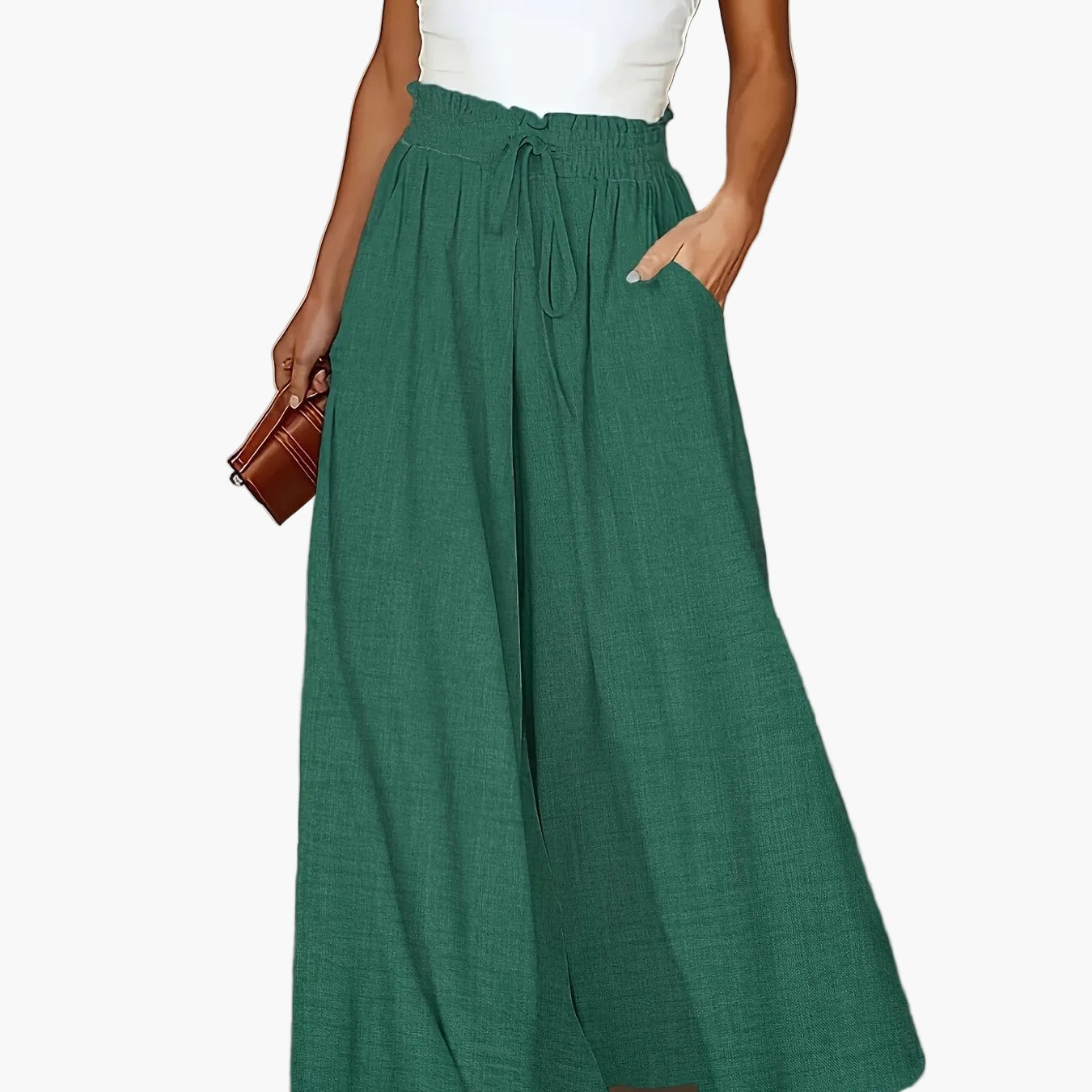 Pantaloni palazzo a vita alta da donna con cintura a fiocco – Stile elegante casual per tutti i giorni e ufficio