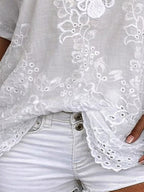 Blouse voor dames met V-hals en korte mouwen