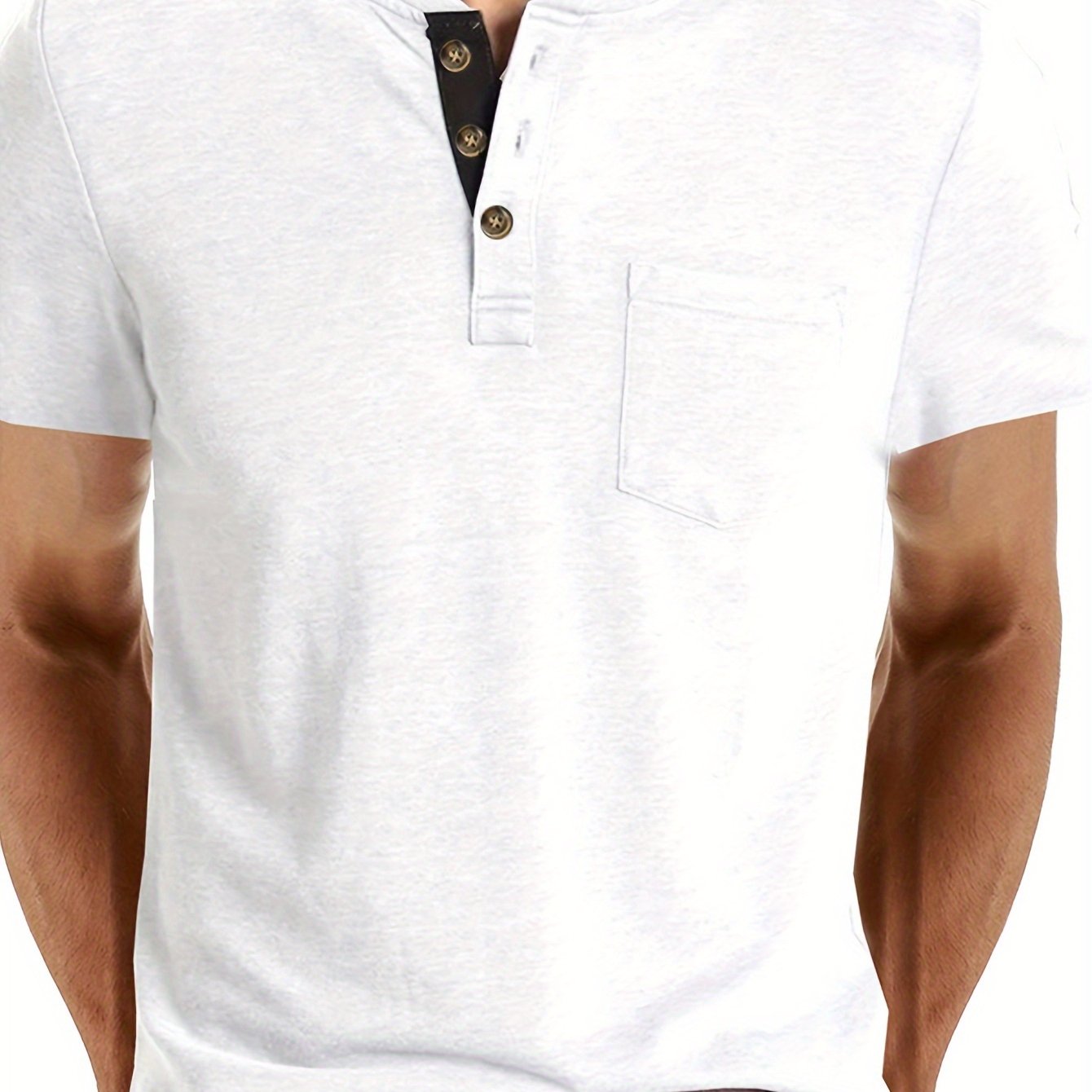 Camiseta Henley para hombre con botonadura y bolsillo en el pecho – Camiseta casual de manga corta para uso diario y tiempo libre