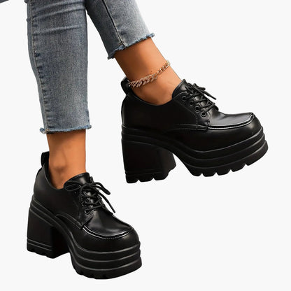 Scarpe Stringate Donna con Tacco Plateau – Oxfords Chunky Retrò per Quotidiano e Festa