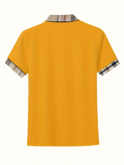Polo casual da donna con zip e motivo a quadri – Maglia da tempo libero alla moda con collo con cerniera