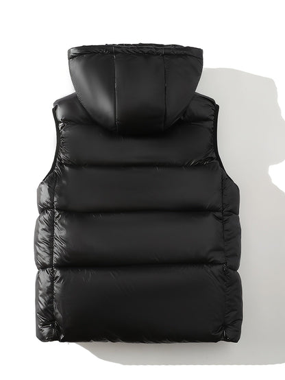 Gilet imbottito con cappuccio da uomo – Gilet trapuntato caldo