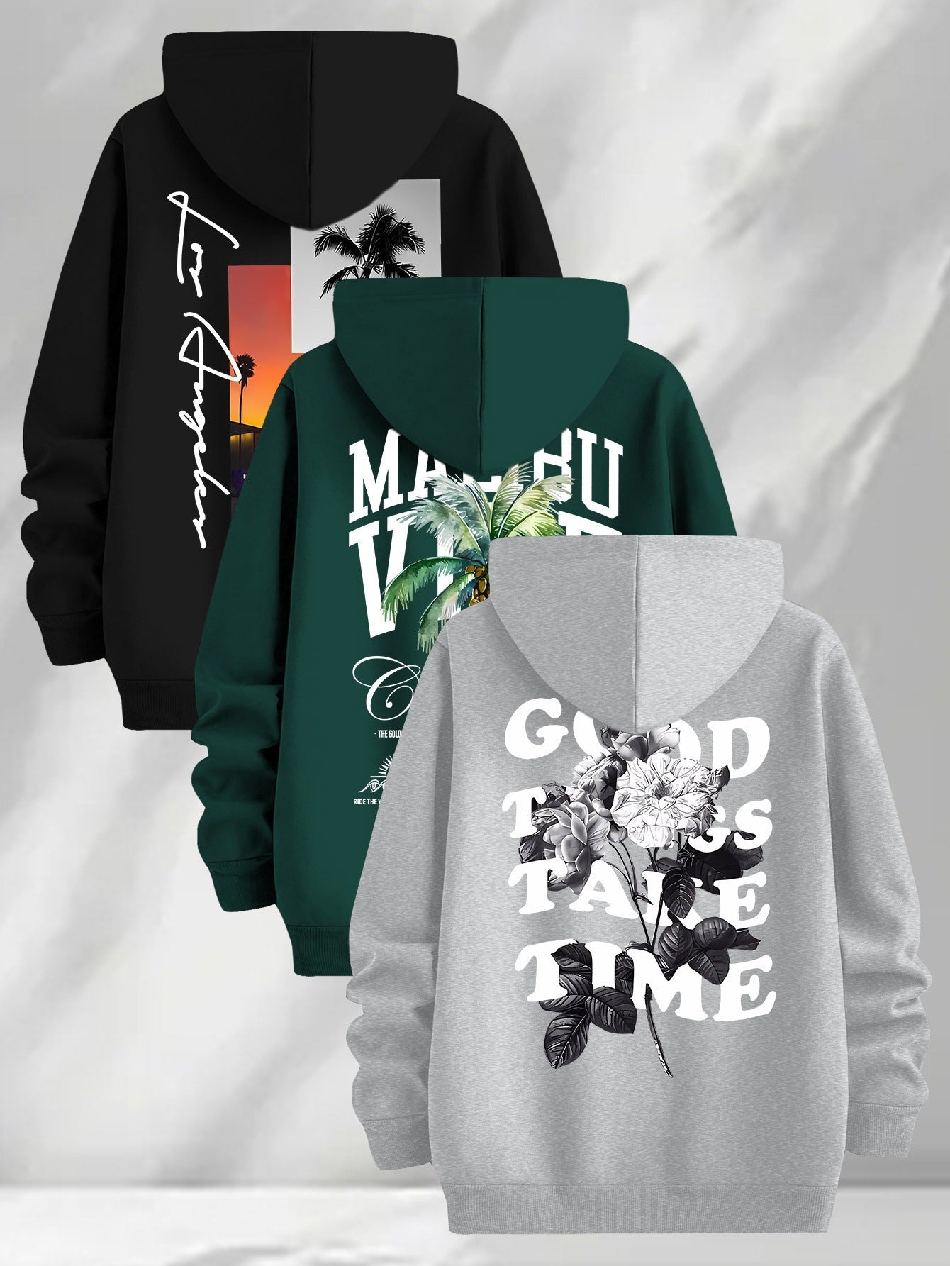 Hoodie mit Kapuze & Kordelzug, Fronttasche, Langarm, verschiedene Designs