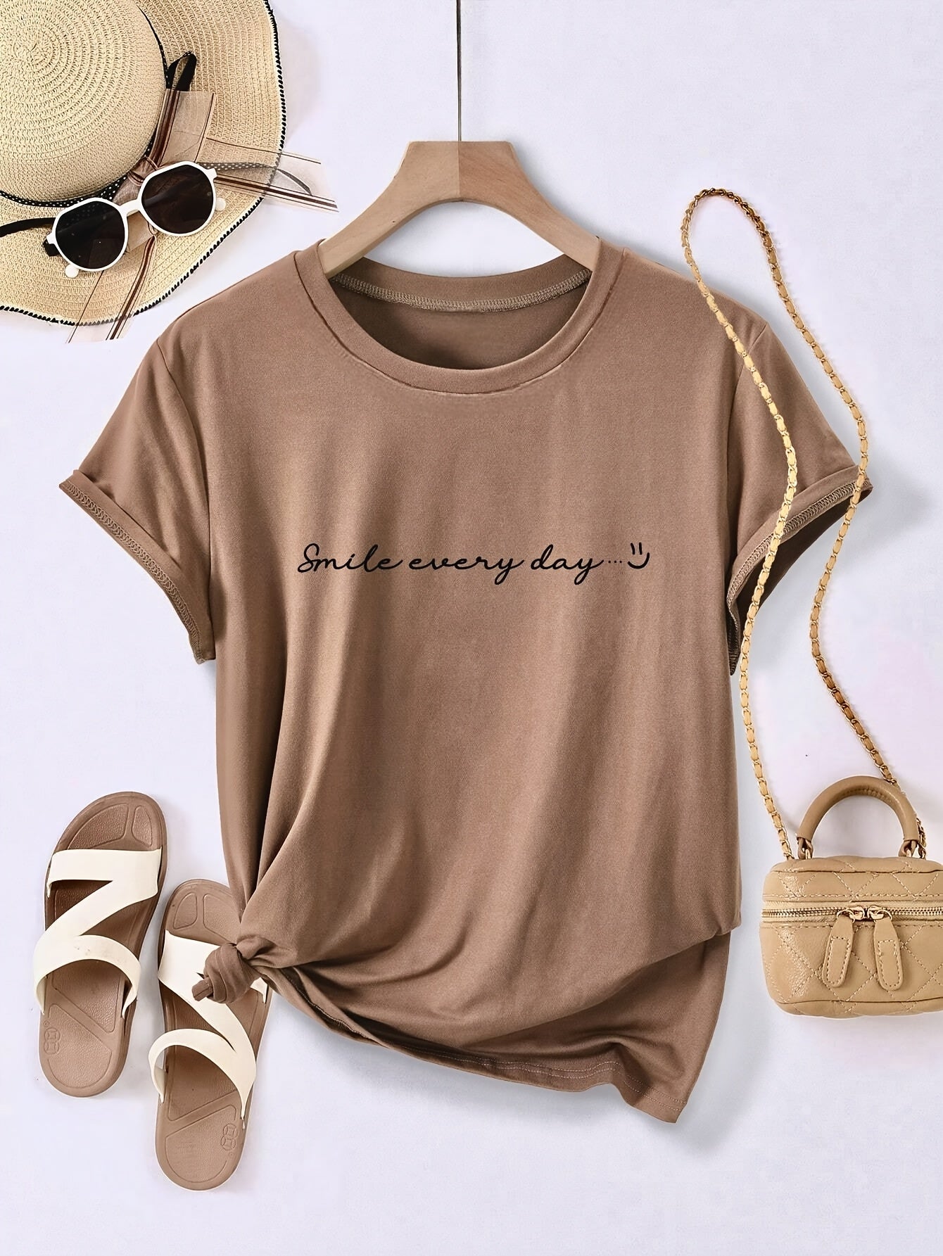 Damen T-Shirt mit Slogan-Print und lässigem Stil – Perfekt für Freizeit und Sommer