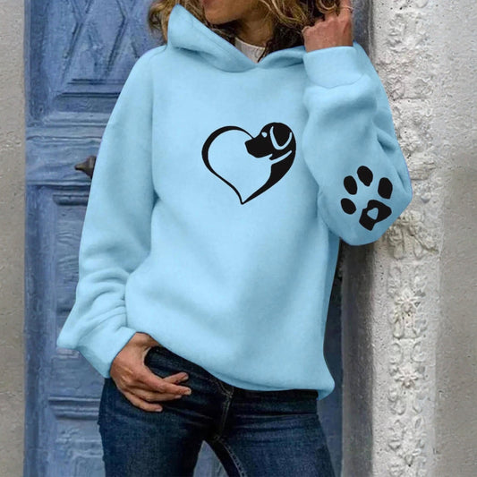 Felpa da donna con motivo cuore e zampe di cane – Maglione statement per amanti degli animali, ideale per tempo libero e tutti i giorni