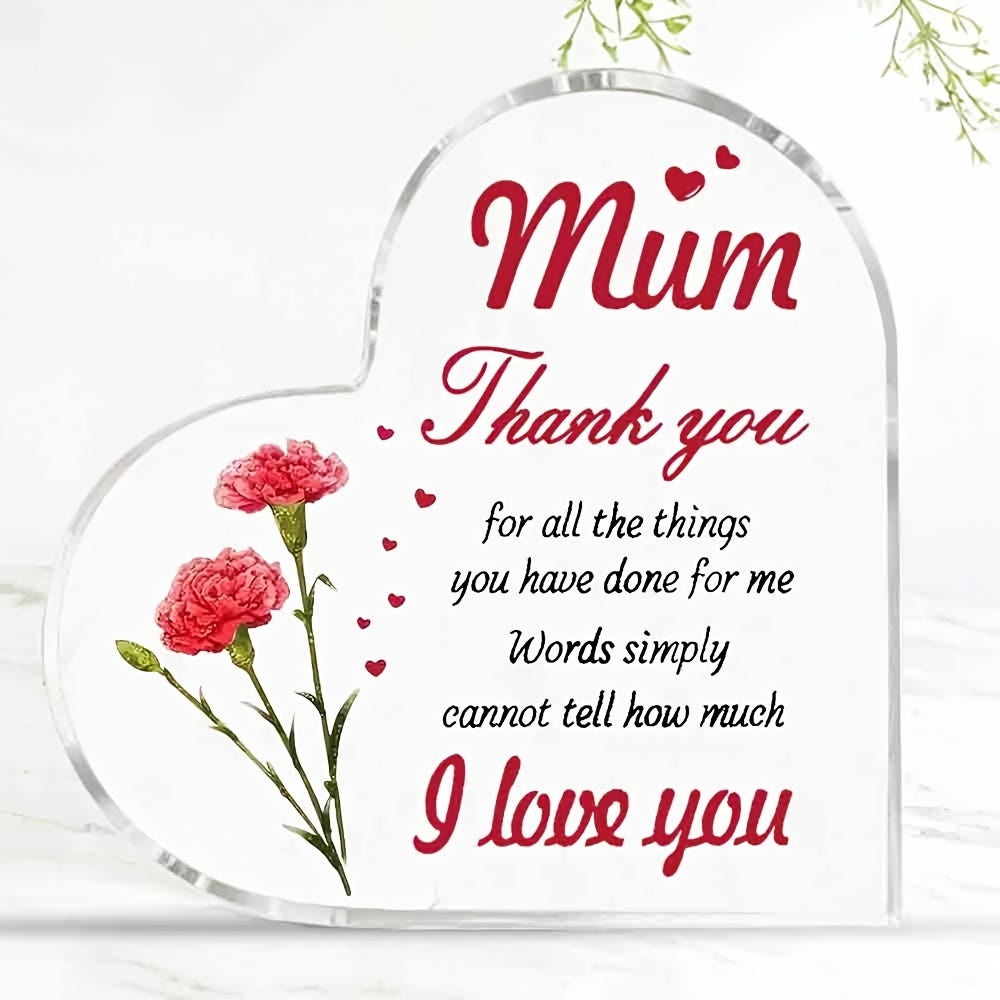 Plaque décorative en forme de cœur pour femmes – style vintage, cadeau pour maman, gratitude et amour, décoration de table