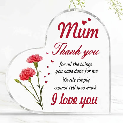Plaque décorative en forme de cœur pour femmes – style vintage, cadeau pour maman, gratitude et amour, décoration de table