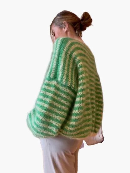 Jersey oversize para mujer a rayas estilo suelto otoño invierno casual