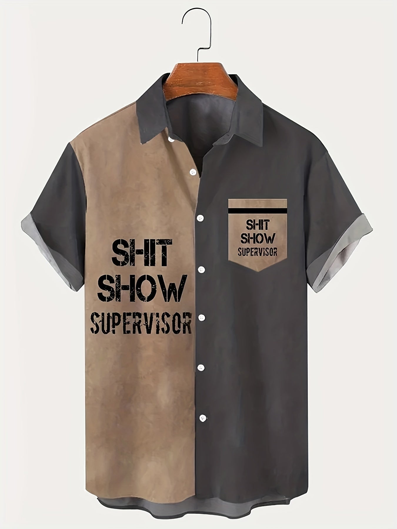 Herren Vintage Statement-Hemd Kurzarm – Humorvolles Freizeitshirt 'Shit Show Supervisor' für Sommer & Party