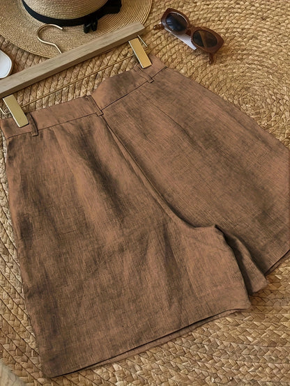 Dame vintage shorts med høj talje til sommer – stilfulde fritidsshorts med lommer
