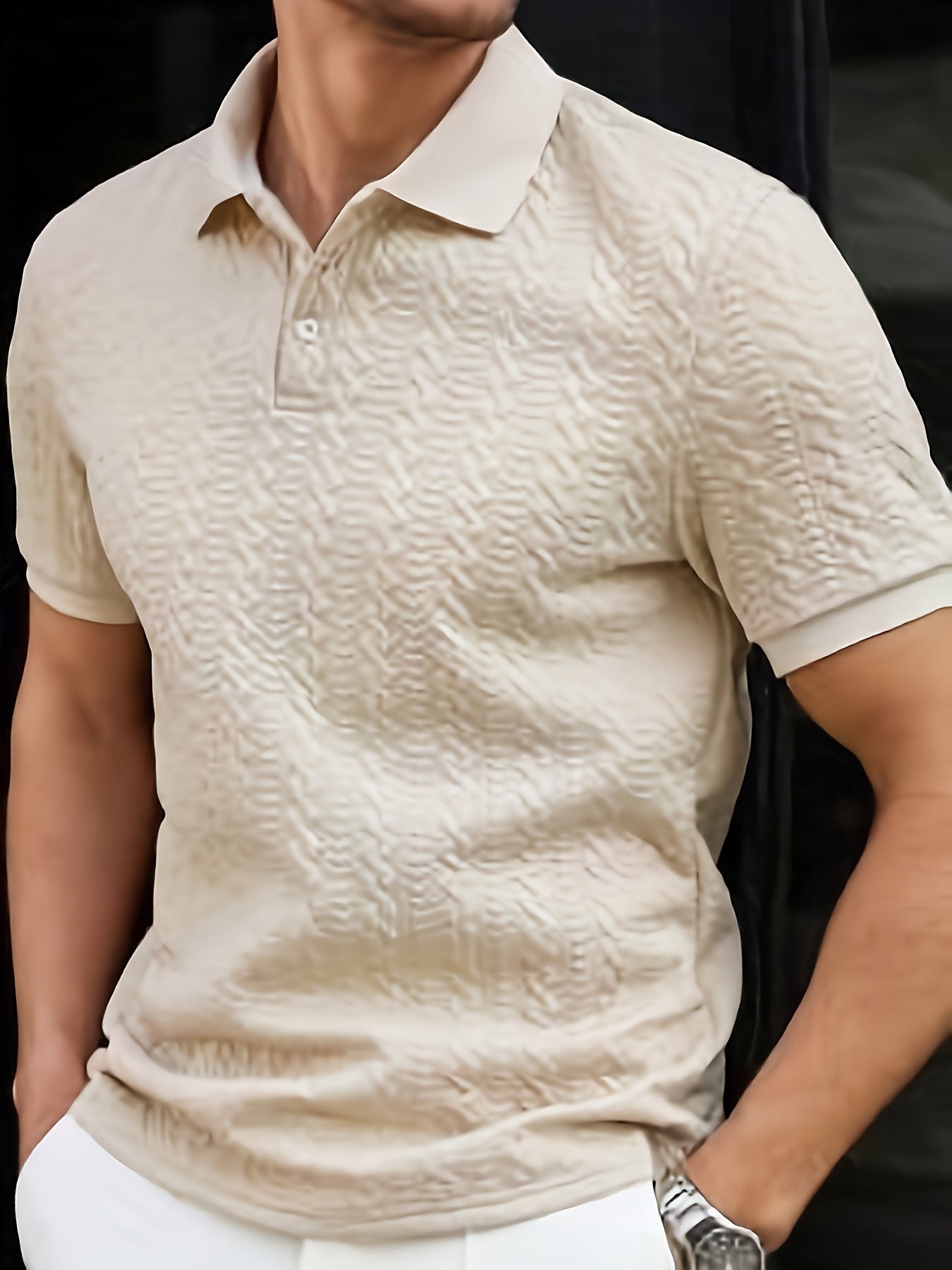 Męska koszulka polo w stylu casual z fakturą – idealna na czas wolny i na co dzień