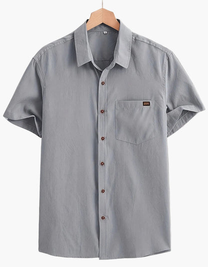 Chemise décontractée homme à manches courtes avec patte de boutonnage – Chemise d'été moderne pour le quotidien et le bureau