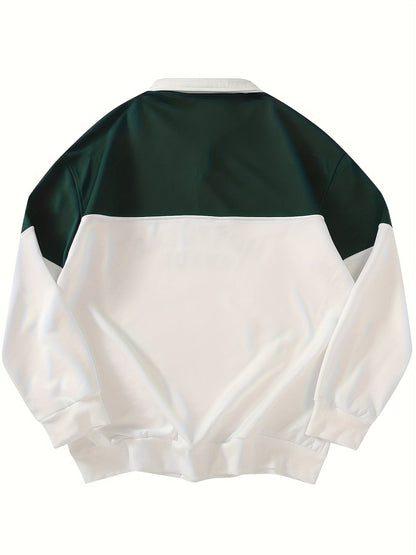 Unisex Color Block Sweatshirt mit Reißverschluss-Polo-Kragen und Montreal Canada Aufdruck