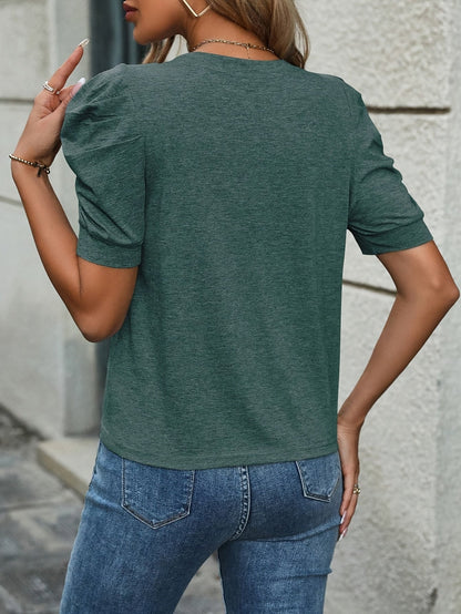 Dame T-shirt med pufærmer Basic Elegant Fritid