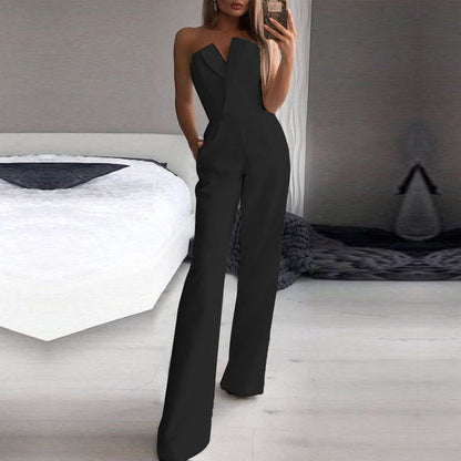 Damelegant jumpsuit i bandeau-stil för fest, kväll och fritid