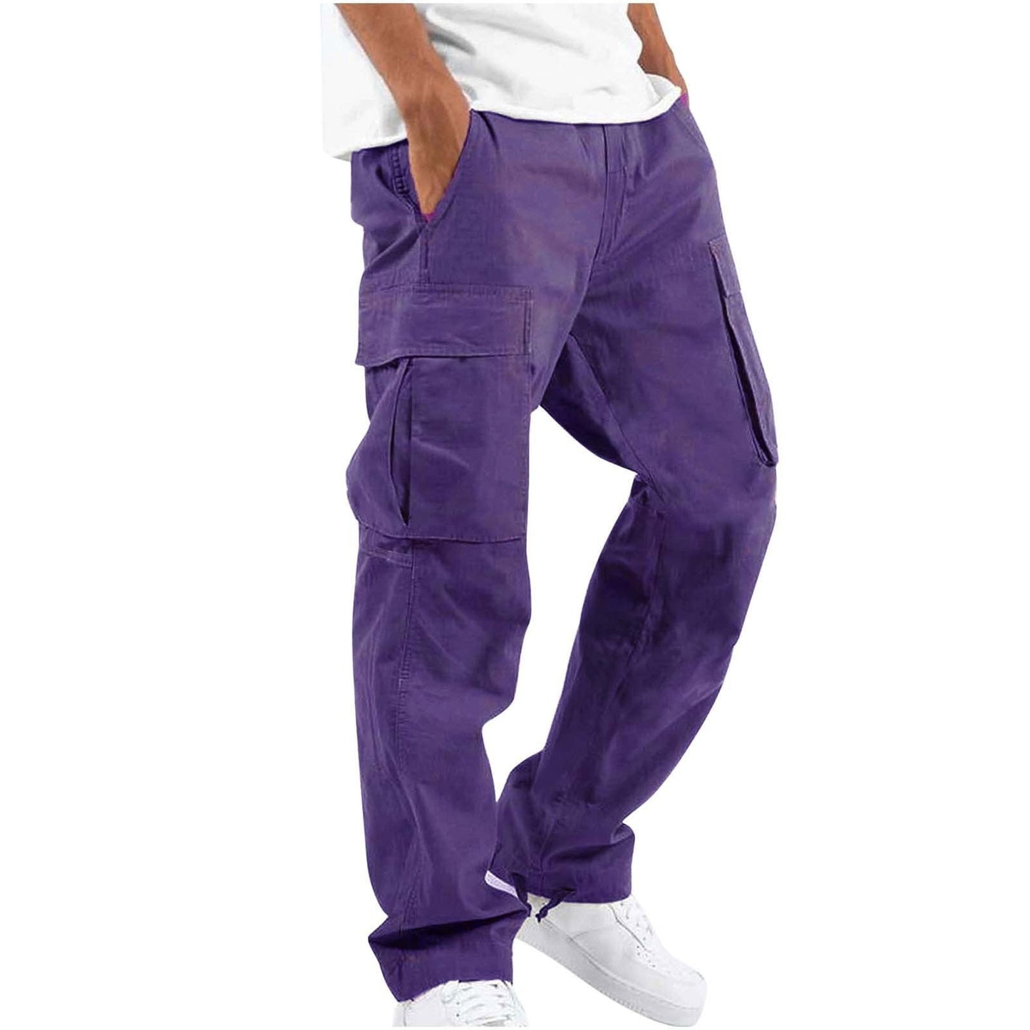 Pantalon cargo pour homme style streetwear – Pantalon décontracté confortable à coupe droite avec grandes poches