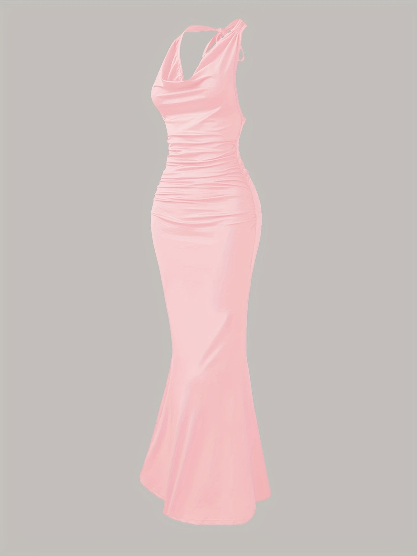 Dame Aftenkjole Elegant Ryggfri Maxi Fest Halterneck Figurformende