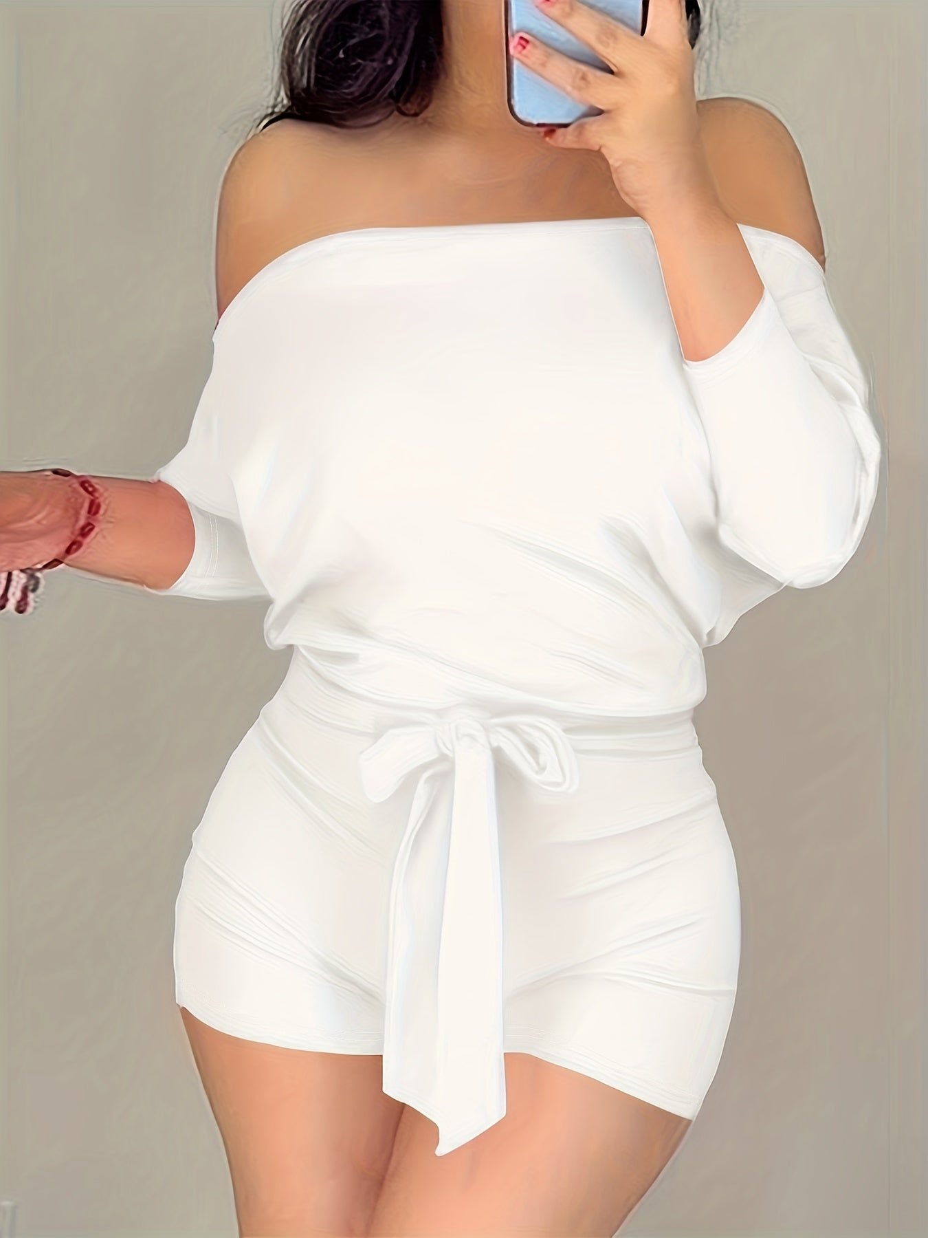 Dame Off-Shoulder Jumpsuit Kortærmet – Moderne Sommerdragt til Fritid og Ferie