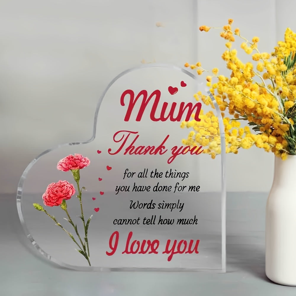 Plaque décorative en forme de cœur pour femmes – style vintage, cadeau pour maman, gratitude et amour, décoration de table