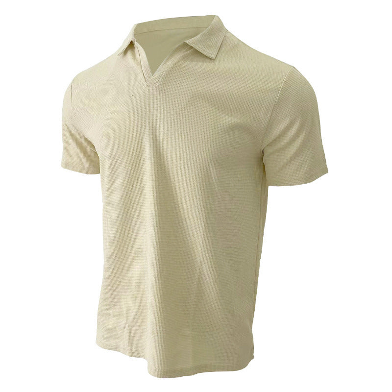 Duncan – Polo con escote en V y patrón de waffle para hombre