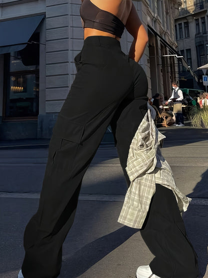 Dame Y2K cargobukser med lommer – moderigtig streetwear til forår og sommer