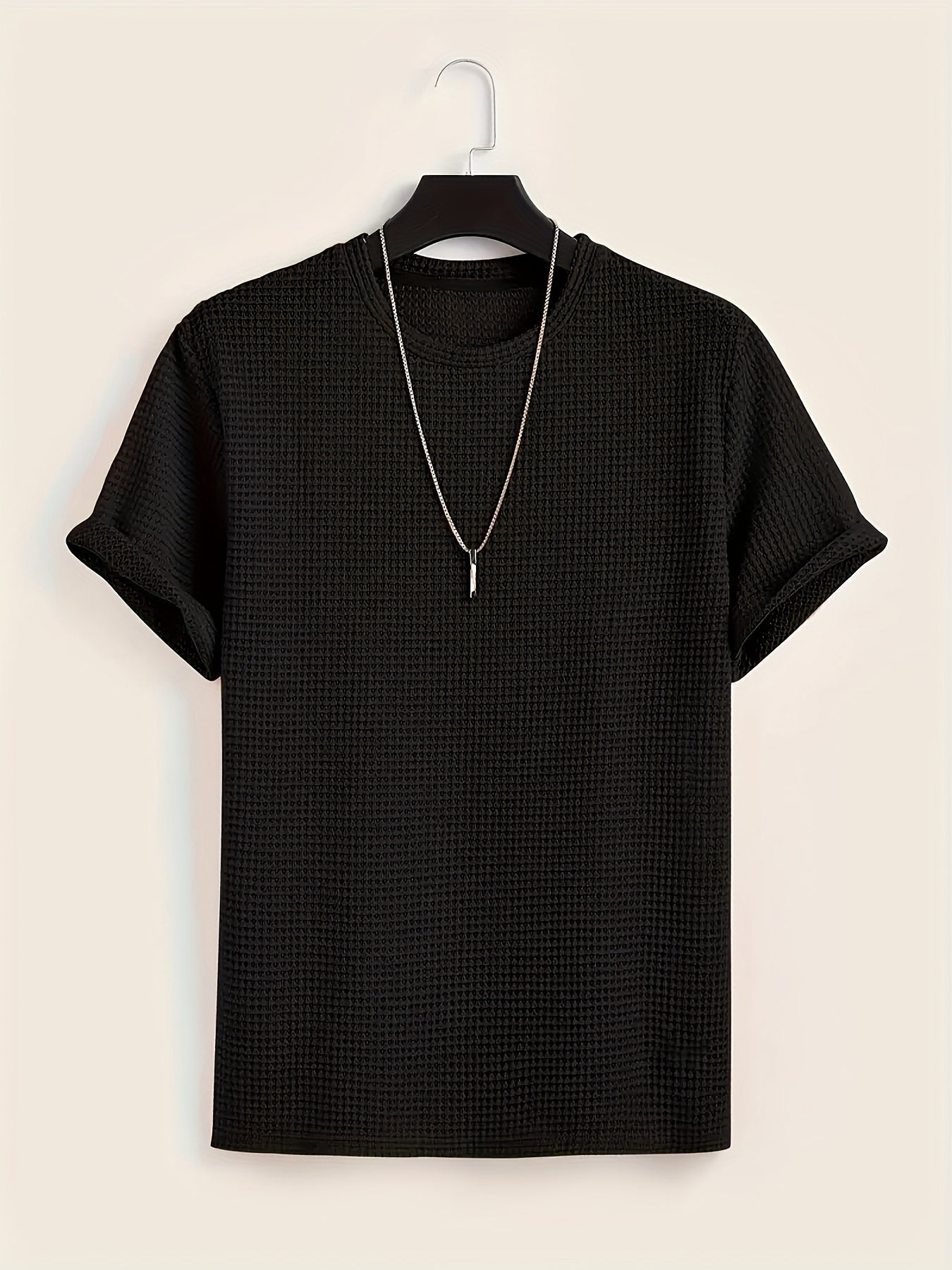 Męski krótki rękaw T-shirt ze strukturą i nowoczesnym stylem casualowym