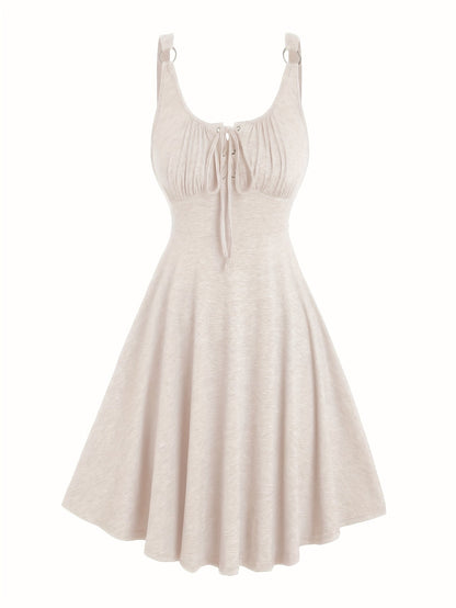 Damen Freizeit Skaterkleid mit Schnürung – Elegantes Sommerkleid für Alltag & Ausgehen
