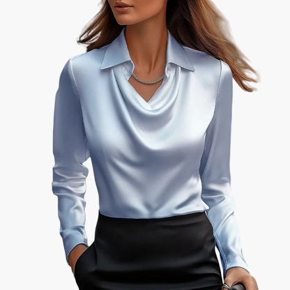 Dam Blus med vattenfallskrage – Elegant business- och fritidslook